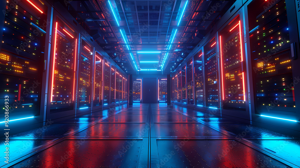 Vector cartoon corridor in a spaceship,Data Center With Illuminated Server Racks Vector cartoon corridor in a spaceship,Data Center With Illuminated Server Racks