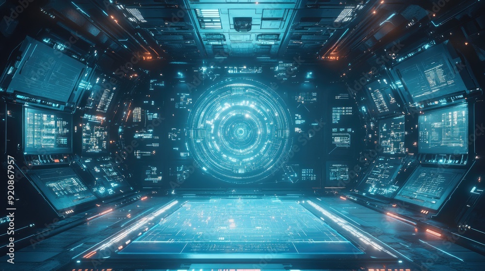 Fototapeta premium Futuristic Science Fiction Background User Interface Template.