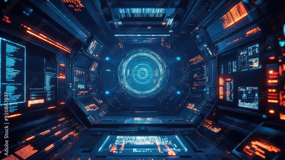 Fototapeta premium Futuristic Science Fiction Background User Interface Template. 