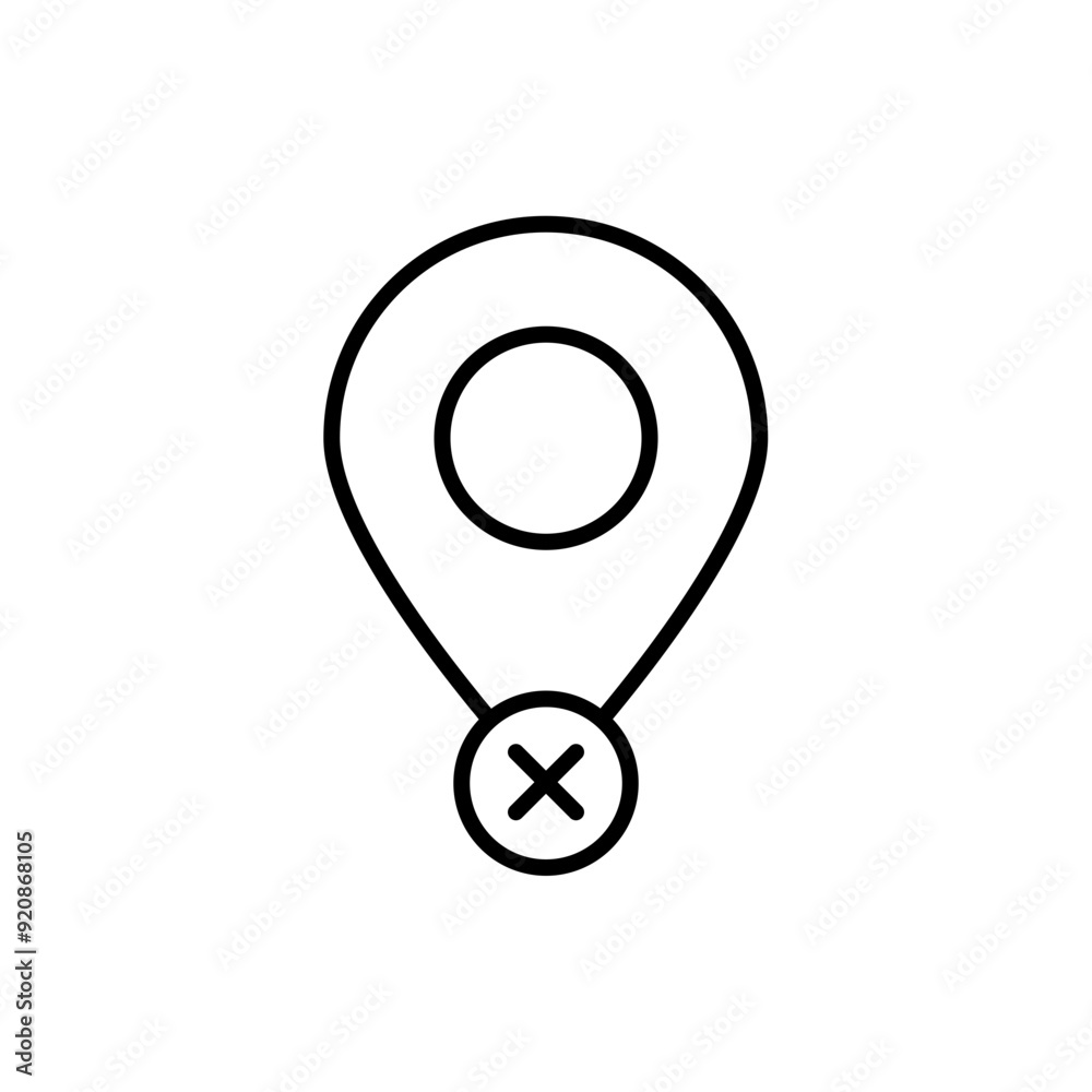 Location Delete outline icons, minimalist vector illustration ,simple transparent graphic element .Isolated on white background