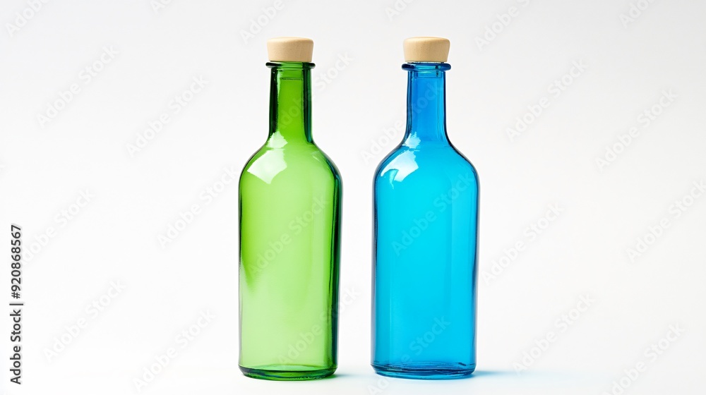 Picture shows two bottles green and blue Picture shows two bottles green and blue