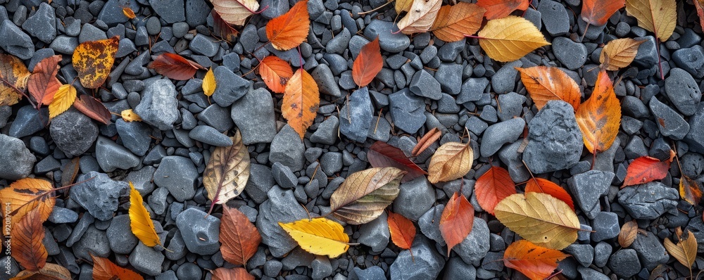 Autumn leaves on a gravel driveway Autumn leaves on a gravel driveway