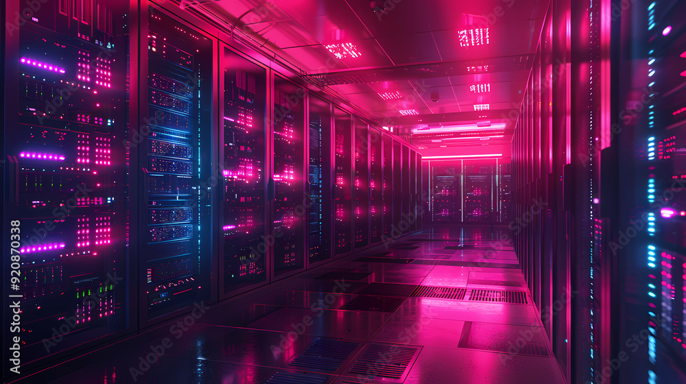 Vector cartoon corridor in a spaceship,Data Center With Illuminated Server Racks Vector cartoon corridor in a spaceship,Data Center With Illuminated Server Racks