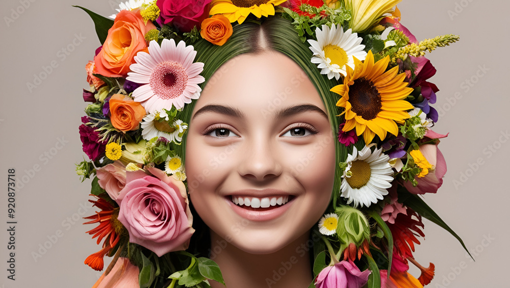 woman portrait with flowers woman portrait with flowers