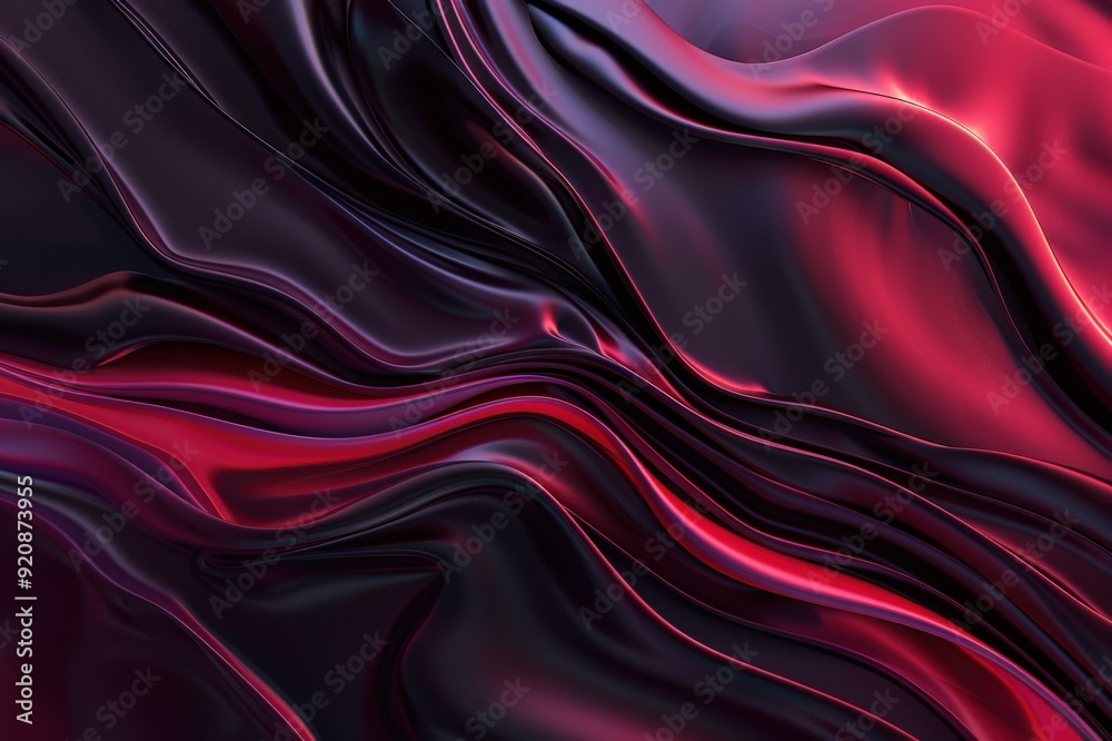 Obraz premium Vibrant abstract background with flowing purple, orange, and pink silk-like fabric textures creating a smooth, wavelike pattern.. Beautiful simple AI generated image