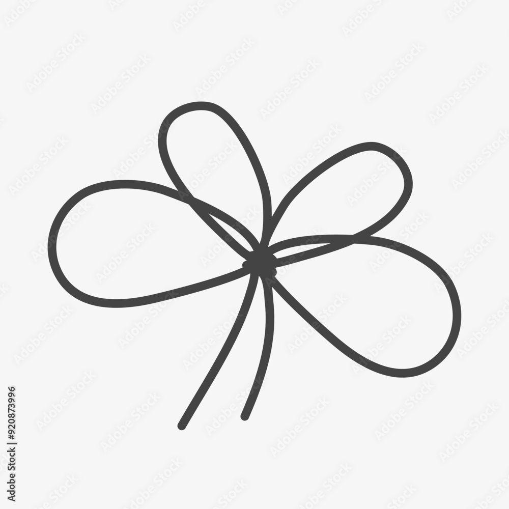 Cord for gift box decoration. Bow gift ribbon thin line. Vector illutration Cord for gift box decoration. Bow gift ribbon thin line. Vector illutration