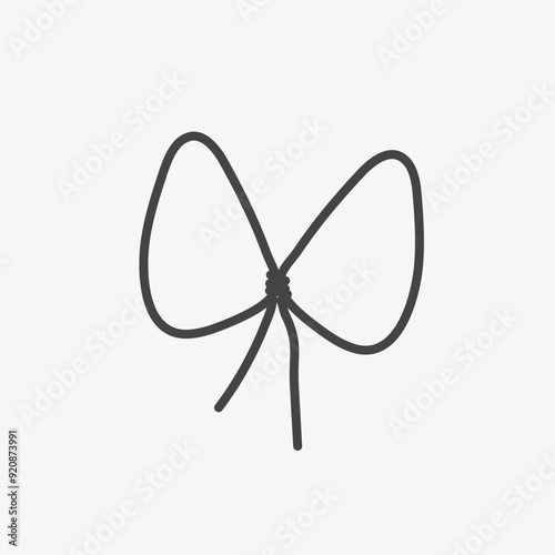 Cord for gift box decoration. Bow gift ribbon thin line. Vector illutration