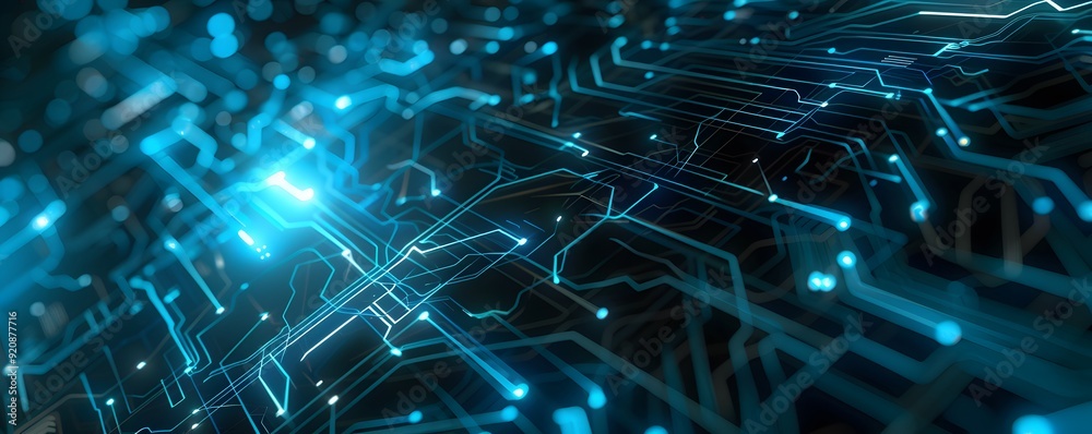 Abstract Digital Circuitry with Glowing Blue Lines Abstract Digital Circuitry with Glowing Blue Lines