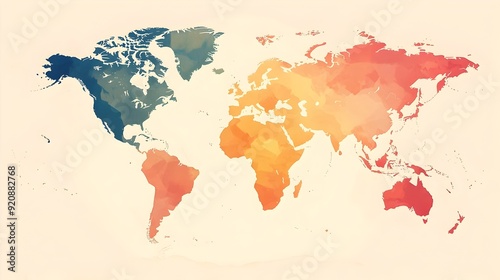Vibrant Gradient World Map Exploring Global Connectivity and Diversity