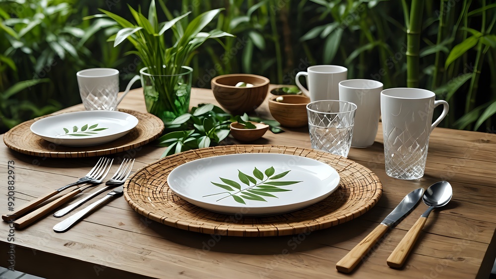 Elegant table setting with natural elements. Elegant table setting with natural elements.