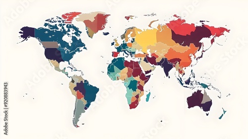 Vibrant World Map Showcasing Global Population Density Patterns