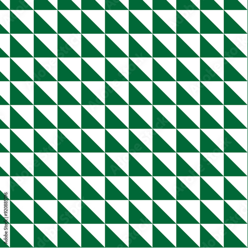 Green and white triangle pattern, geometric design, background.