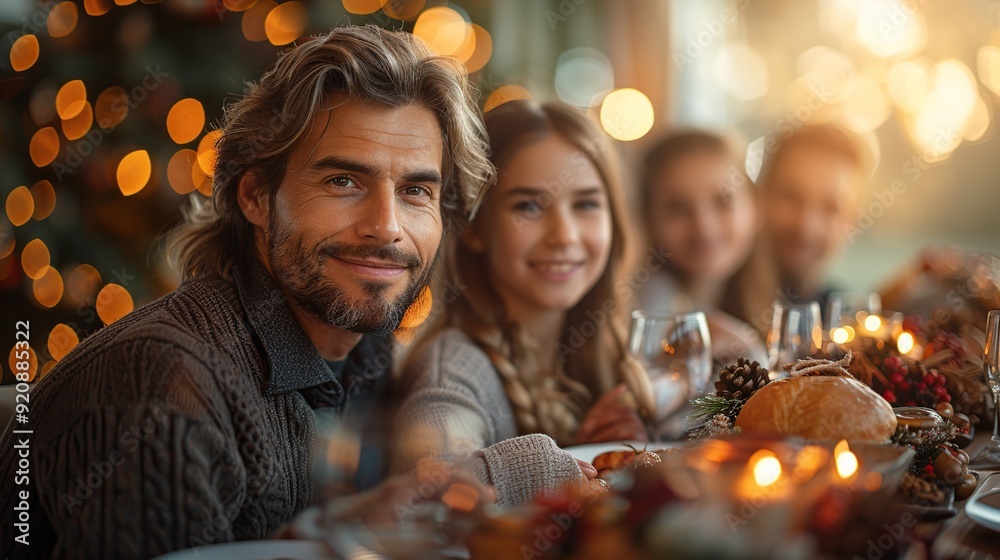 Happy Family Gathering for Christmas Dinner