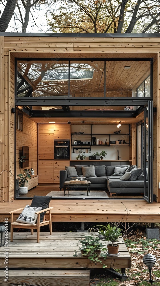 Minimalist tiny house with efficient design. Minimalist tiny house with efficient design.