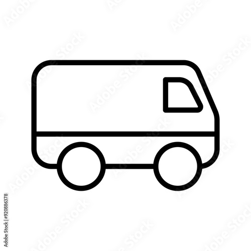 Van icon. Minibus. Black contour linear silhouette vector color editable
