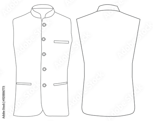 Men Solid Nehru jacket Maroon Sleeve koti illustration template design	