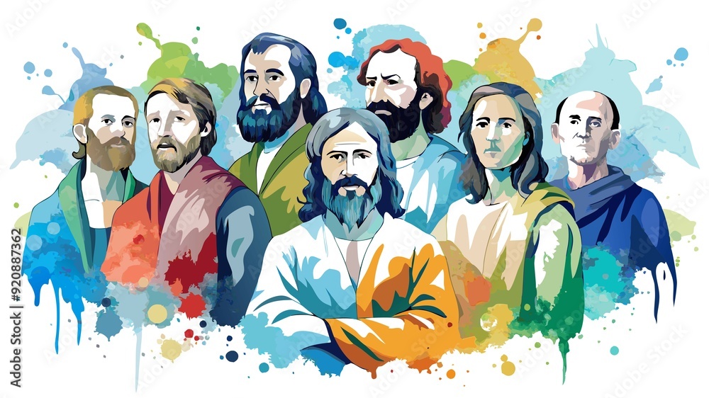 A stunning illustration brings the twelve Apostles, central figures in the founding of Christianity, to life. A stunning illustration brings the twelve Apostles, central figures in the founding of Christianity, to life.