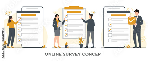 Online Survey vector concept Public opinion polling illustration