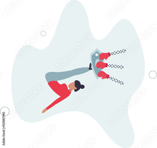 Business threat, fight to survive in business competition, resilience or adversity, challenge or survive to win, courage fighter concept.flat design with people.