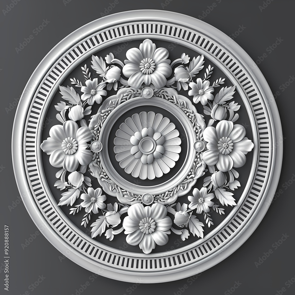 Vector round floral monochrome classic ornament. Greek meander. Patterns of Greece and ancient Rome. European border in a circle.