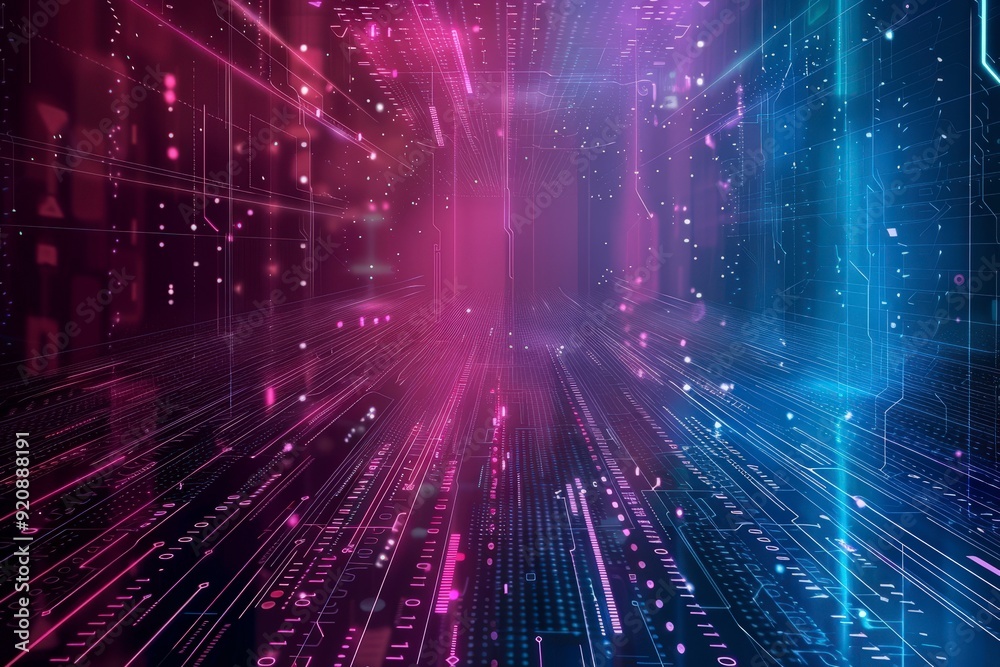 Naklejka premium A digital abstract representation of data flow and technology.