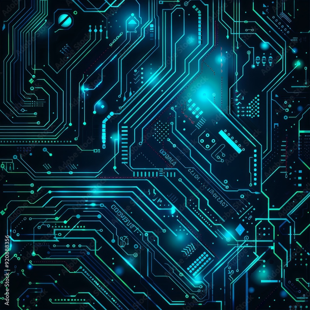 Abstract digital background with technology circuit board texture. Electronic motherboard illustration. Communication and engineering concept. Vector illustration