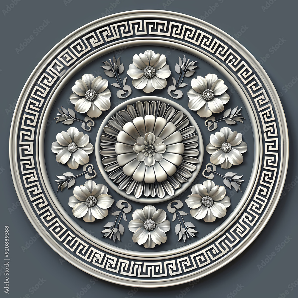 Vector round floral monochrome classic ornament. Greek meander. Patterns of Greece and ancient Rome. European border in a circle. Vector round floral monochrome classic ornament. Greek meander. Patterns of Greece and ancient Rome. European border in a circle.