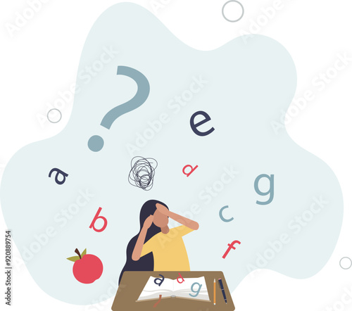 Dyslexia, disability disorder, problem of reading and understanding .flat design with people.