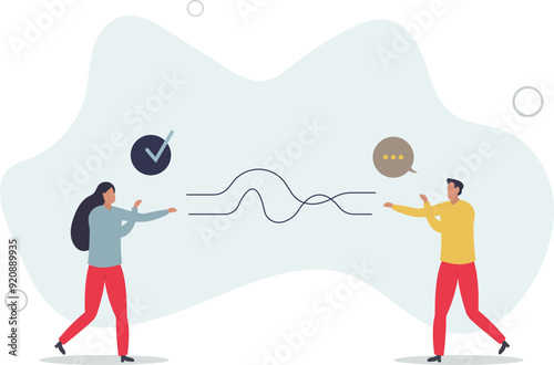 Active listening and speech hearing communication skills. Couple conversation with soft skills and ability to understand .flat design with people.