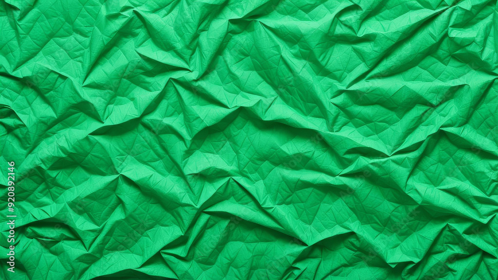 Obraz premium green crumpled paper texture background 