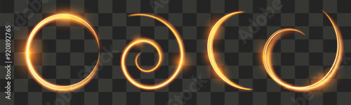 Light wave of shiny gold lines.Gold color glowing design element.Wavy bright stripes.	
