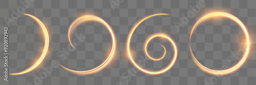 Light wave of shiny gold lines.Gold color glowing design element.Wavy bright stripes.	
