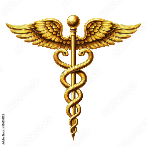 Caduceus medical symbol on transparent background PNG image  photo