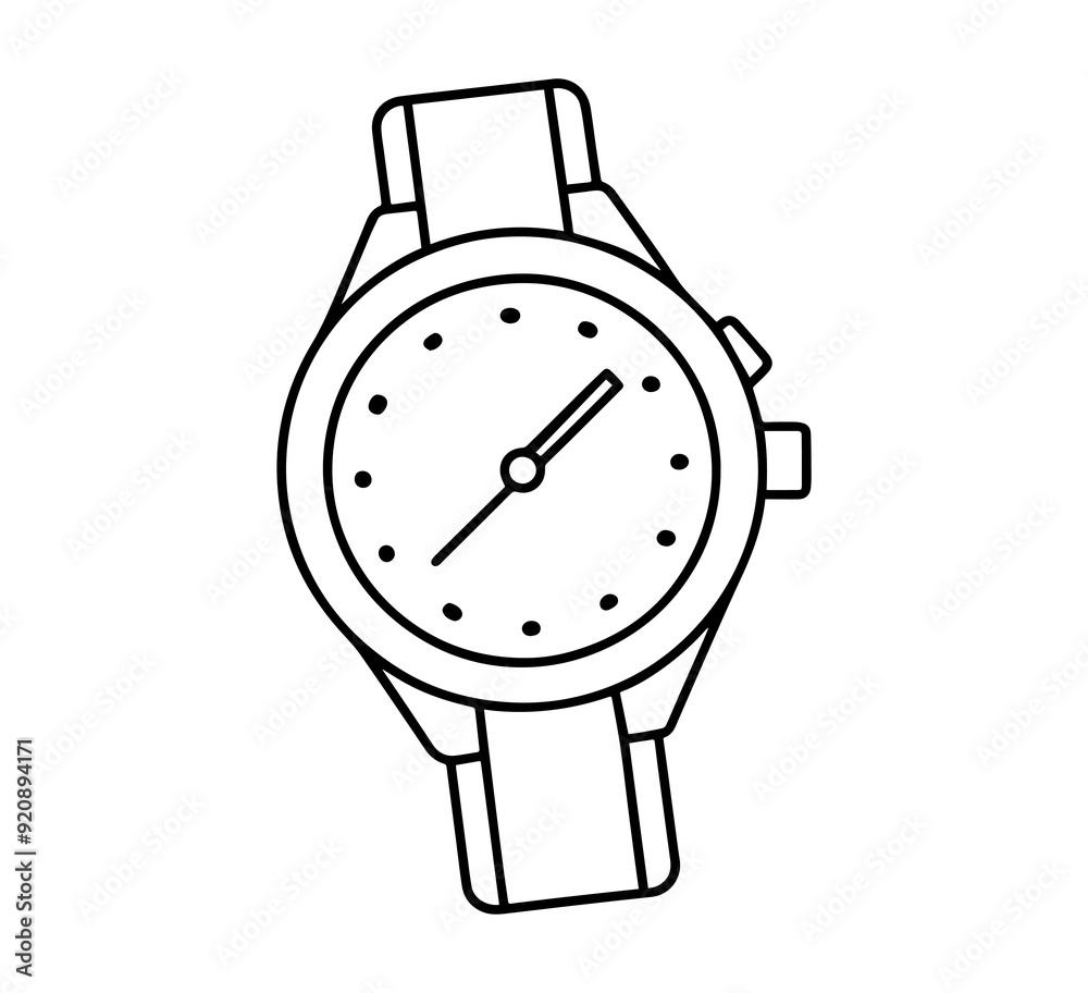 hand watch vector Icon, line art, outline, silhouette illustration hand watch vector Icon, line art, outline, silhouette illustration