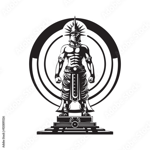 Warrior Statue Images. Warrior Statues Stock Illustrations isolated on white background