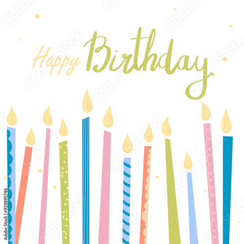 Happy birthday greeting card with candles