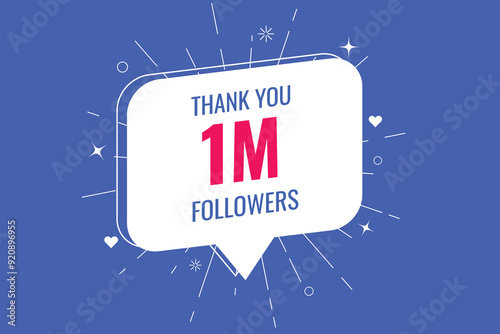 1000000  OR 1m followers celebration. Thank you 1000000  followers congratulation template banner. banner for social 1m friends and followers. celebrate subscribers and followers.
