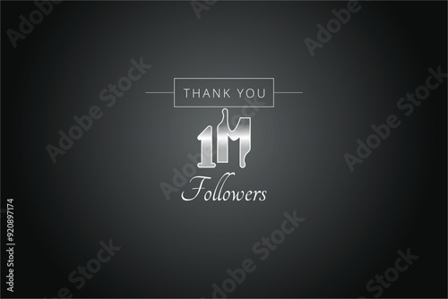 1000000  OR 1m followers celebration. Thank you 1000000  followers congratulation template banner. banner for social 1m friends and followers. celebrate subscribers and followers.
