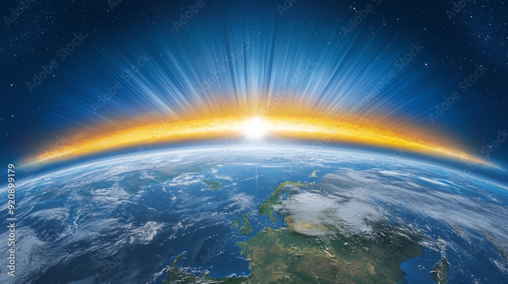 Sunrise Over Earth from Space with Atmospheric Glow