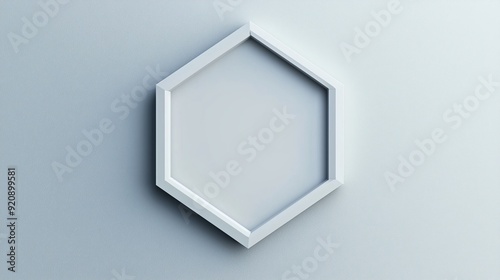A 3D rendering of a white hexagon shape against a white background.