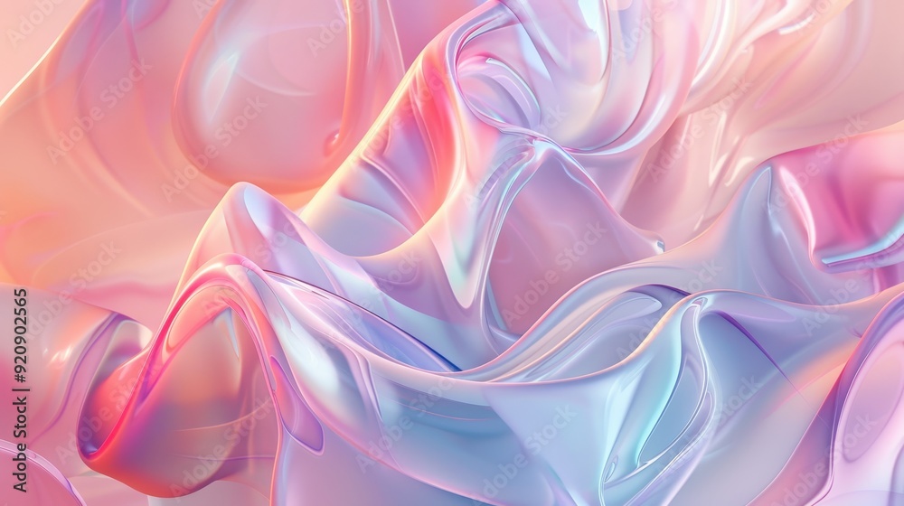 Obraz premium Pastel-colored waves intertwine, creating a tranquil abstract composition filled with softness and light