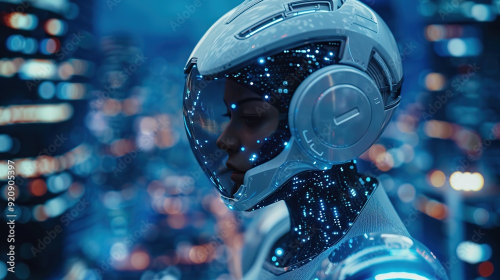Cyberpunk Woman in Futuristic City Cyberpunk Woman in Futuristic City