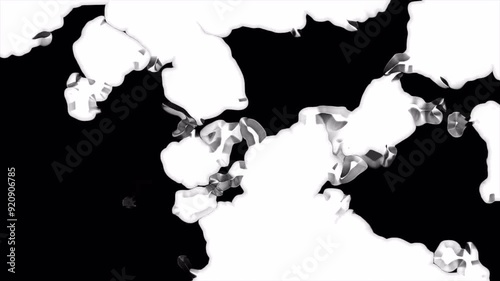 Alpha-matte Animation transition masks. Abstract transitions and animated background with alpha channel. Transition monochrome masks templates 4K