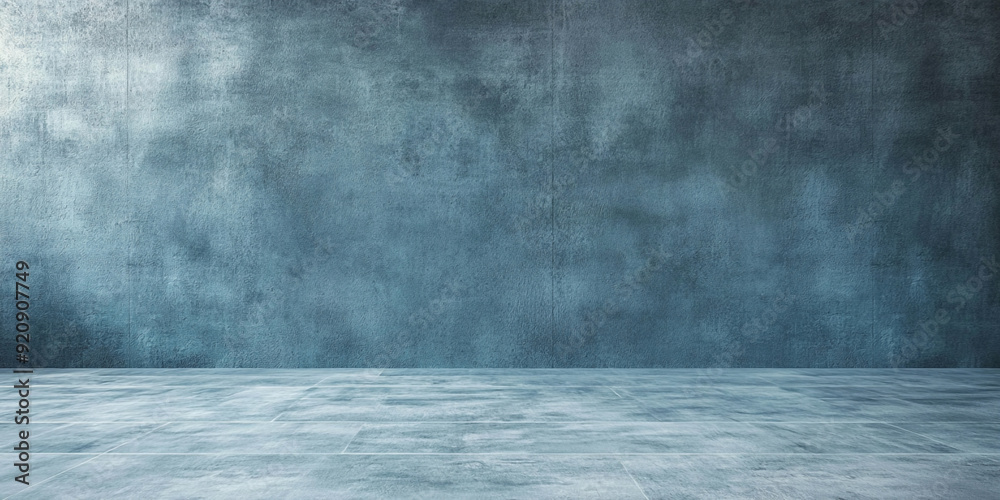 An empty room featuring a blue wall, creating a serene and spacious atmosphere An empty room featuring a blue wall, creating a serene and spacious atmosphere