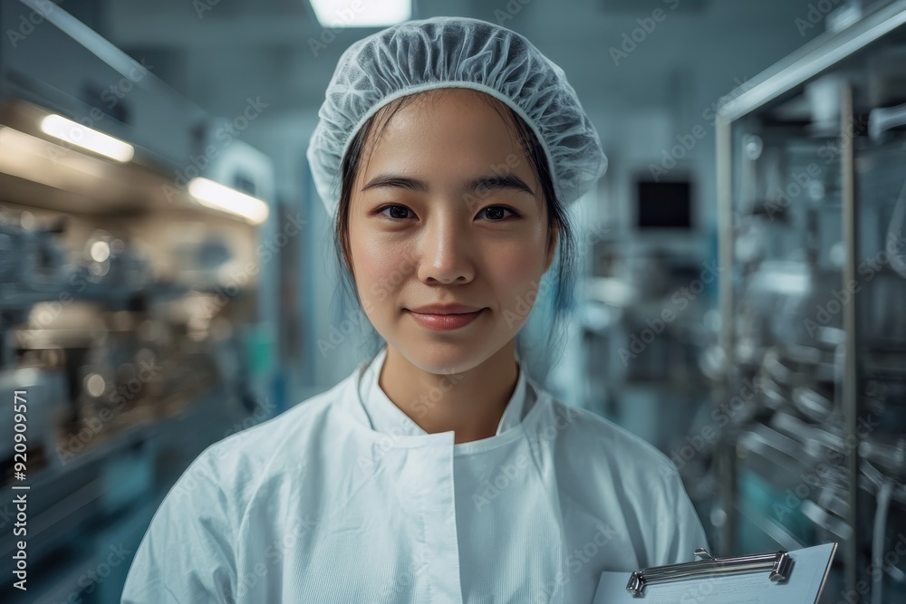 A smiling female scientist holding a clipboard, standing in a well-equipped laboratory, representing scientific research, analysis, and the pursuit of knowledge with a positive attitude. A smiling female scientist holding a clipboard, standing in a well-equipped laboratory, representing scientific research, analysis, and the pursuit of knowledge with a positive attitude.