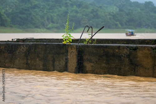 Ancient floating temple (Underwater temple) is the original Wat Wang Wiwekaram Temple before the dam was built. This temple is located in Sangkhla Buri photo