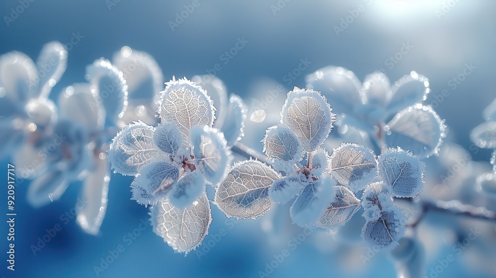 Delicate Frost-Covered Leaves on a Branch Delicate Frost-Covered Leaves on a Branch