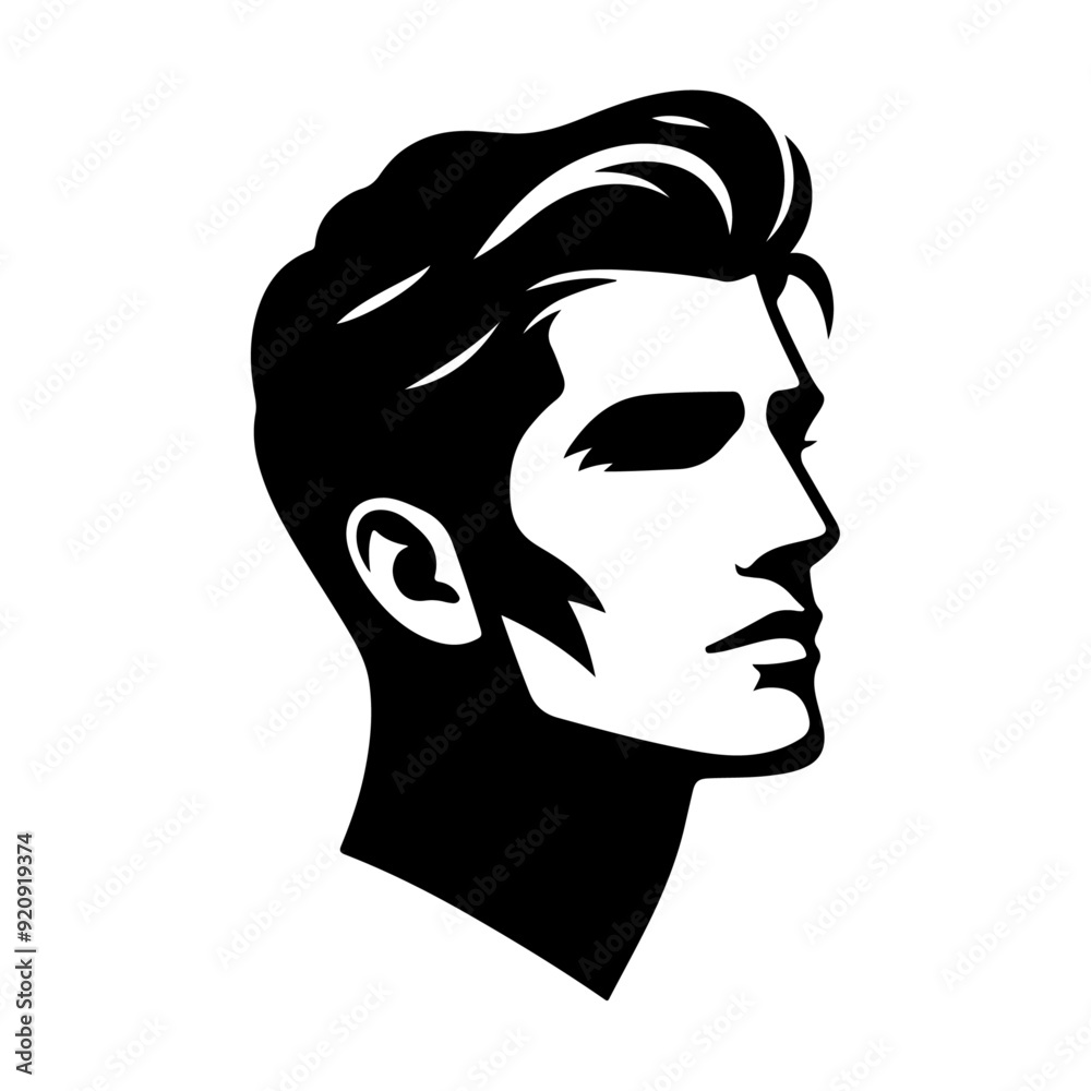 simple and minimal Masculine Contours Striking Male Face Vector Silhouette simple and minimal Masculine Contours Striking Male Face Vector Silhouette