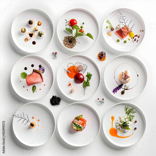 Plating of a Gourmet Tasting Menu Highlighting Refined Flavor Profiles