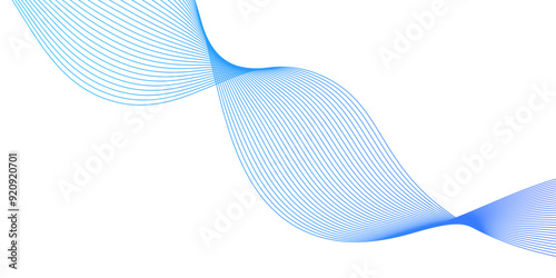 Abstract blue wave lines on transparent background.Abstract blue wave lines pattern for banner,Curve wave seamless pattern. Line art striped graphic templat,white background with space for your texter